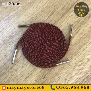 Dây Giày Dẹt Màu Đen Pha Đỏ Dài 120cm (Cho Giày Có 7-8 Lỗ Xâu)