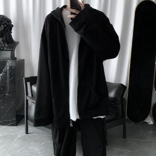 Áo Khoác Hoodie Dài Tay Màu Đen Phong Cách Hàn Quốc Thời Trang Cho Nam