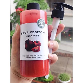 Sữa Rửa Mặt Sủi Bọt Khí "3 in 1" Tẩy Trang - Rửa Mặt - Thải Độc Tố Wonder Bath Super Vegitoks Cleanser 300ml (đỏ và tím)