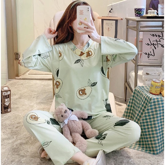 Quần áo bà bầu mặc nhà, Đồ bộ ngủ nữ sau sinh cho con bú ti Chất Thun Sữa hàng Quảng Châu đẹp, cao cấp đẹp Bigsize