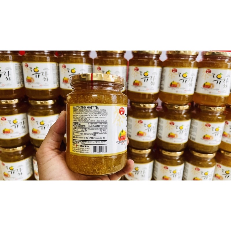 Mật Ong Chanh Đào Hàn Quốc Hũ 580g