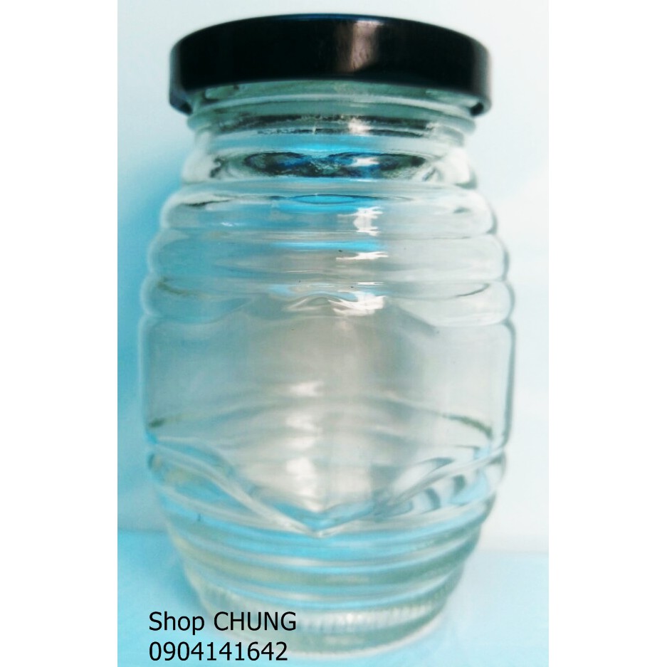Hủ thuỷ tinh hình lọ mật Ong. Nắp nhôm chống gỉ sơn tĩnh điện 100ML