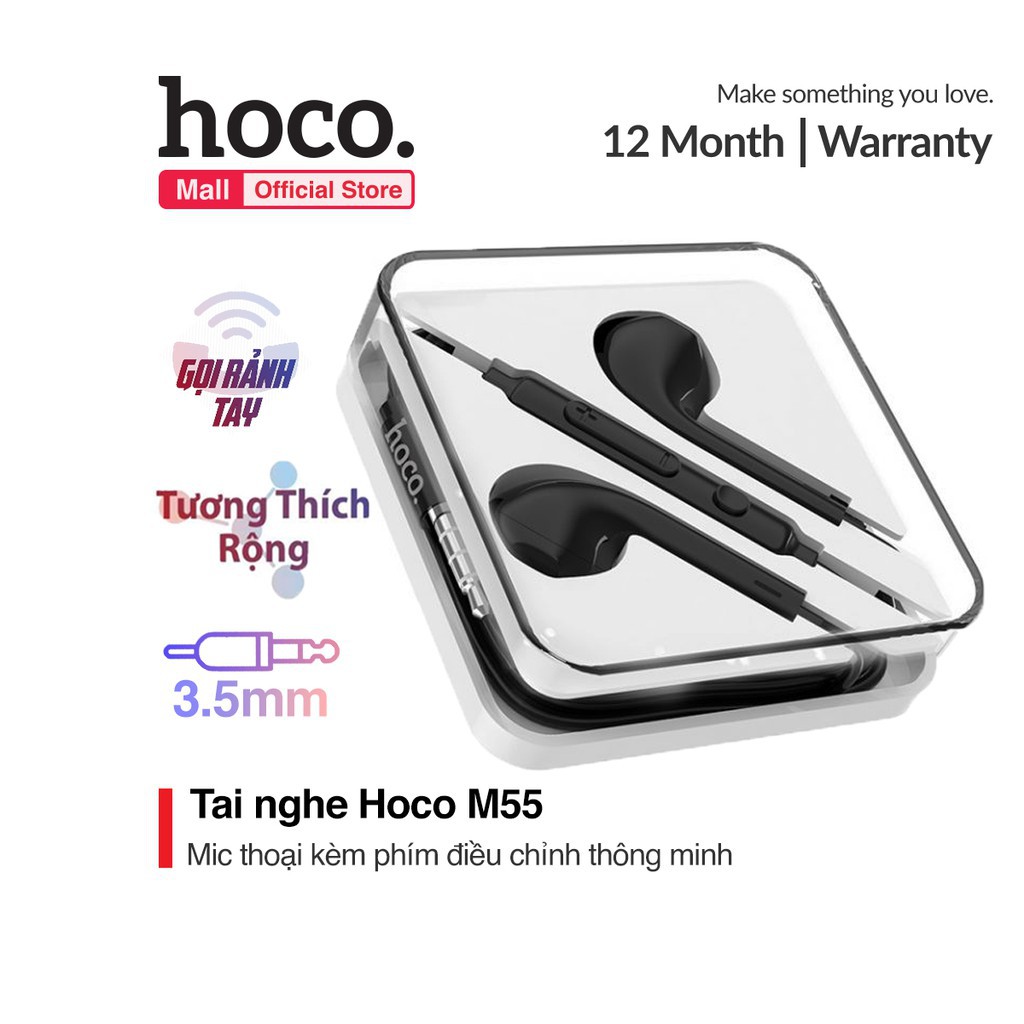 [ Giá siêu rẻ,chính hãng ] Tai nghe nhét tai Hoco M55 phím điều chỉnh âm lượng kèm mic thoại Jack 3.5mm dành cho Smart p