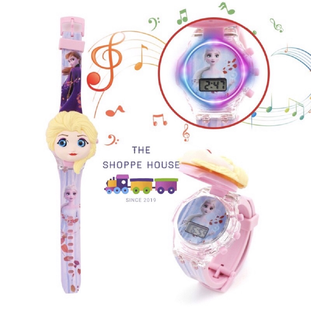 Đồng hồ trẻ em chiếu đèn phát nhạc thiết kế hoạt hình đa dạng 18 kiểu tùy chọn