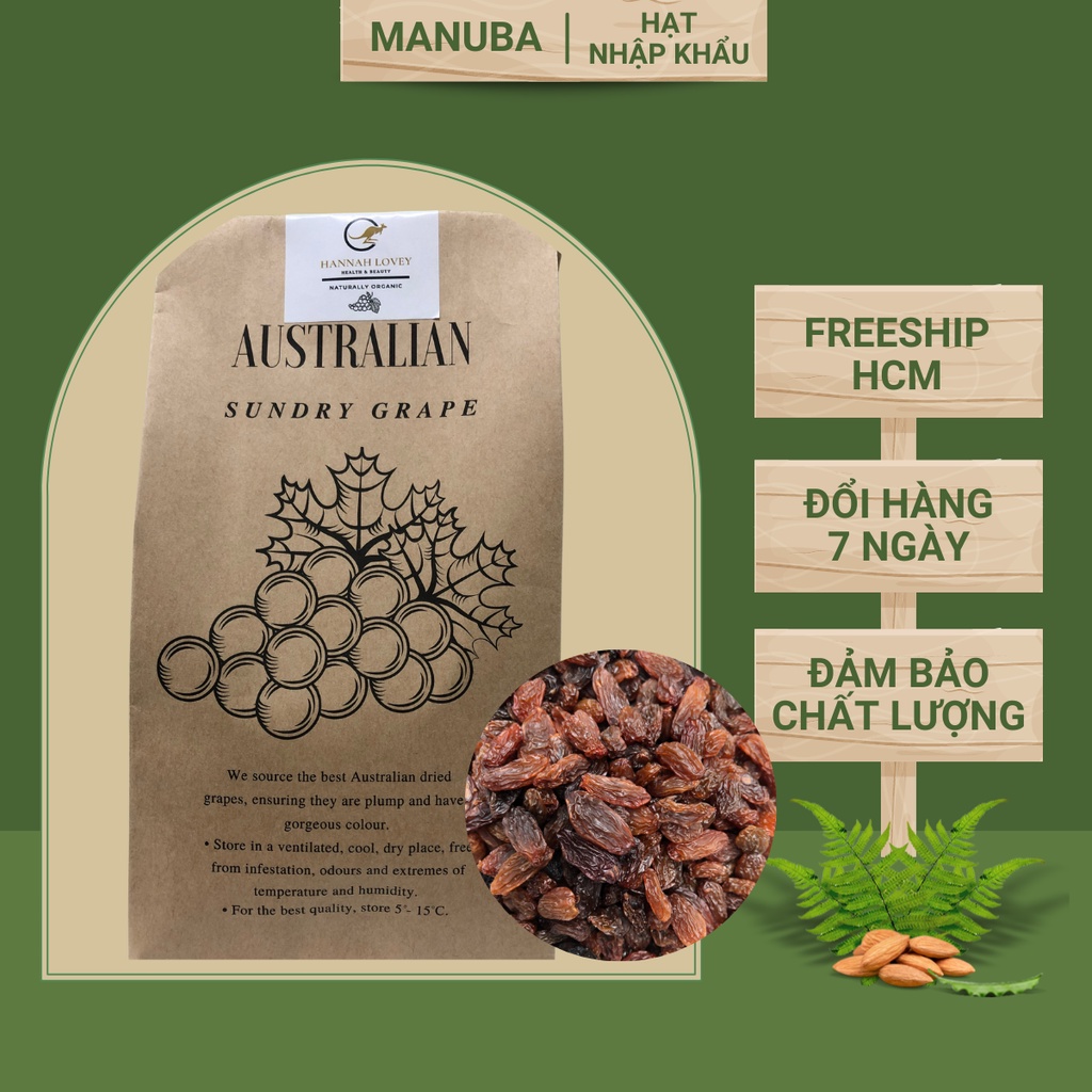 Nho khô vàng raisins không đường không hạt khô tự nhiên Australia không chất bảo quản gói dùng thử 2