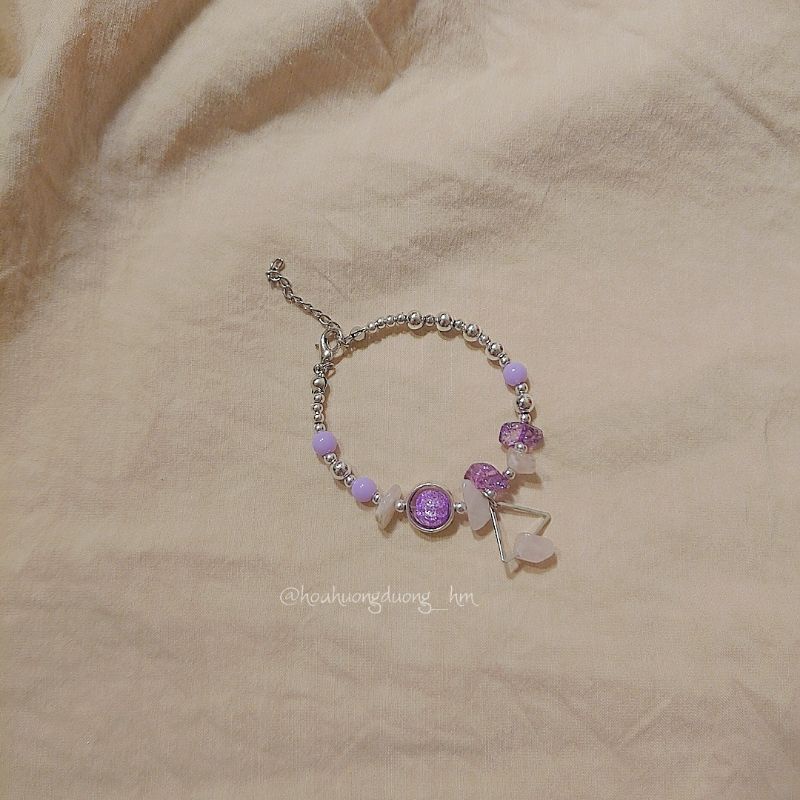 SET NGUYÊN LIỆU DIY tự làm vòng tay vòng chân handmade đá bọt tuyết, mã não, omber kiểu dáng nữ tính