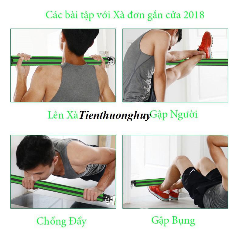 Xà đơn gắn cửa 2019 cải tiến có chốt chống xoay an toàn 60-100cm