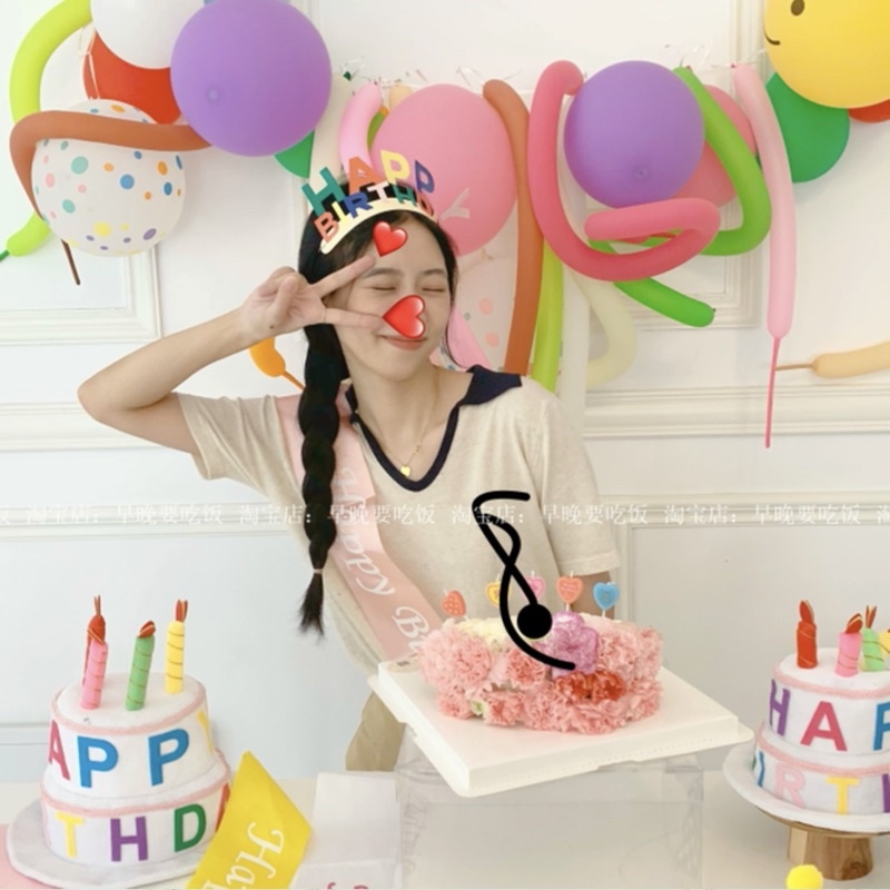 Băng rôn đeo chéo chữ HAPPY BIRTHDAY, Dây đeo vai vải Satin trang trí sinh nhật