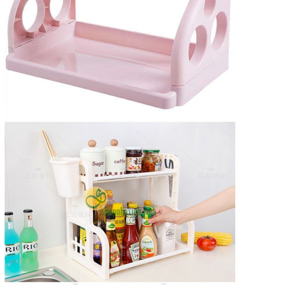 Kệ 2 Tầng Đựng Đồ Dùng Nhà Bếp Đa Năng Nhiều Màu