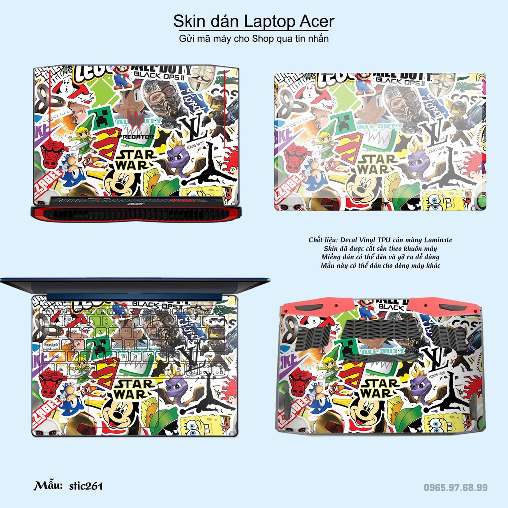 Skin dán Laptop Acer in hình sticker bomb _nhiều mẫu 2 (inbox mã máy cho Shop)