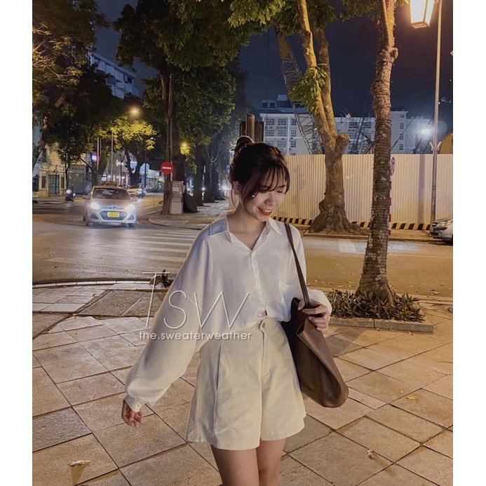[Ảnh thật/Sẵn/Video]Quần sooc thô khuy lệch chun sau/Quần sooc thô style Ulzzang