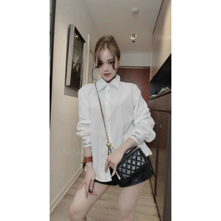 Áo sơ mi trắng, tay chữ, thời trang