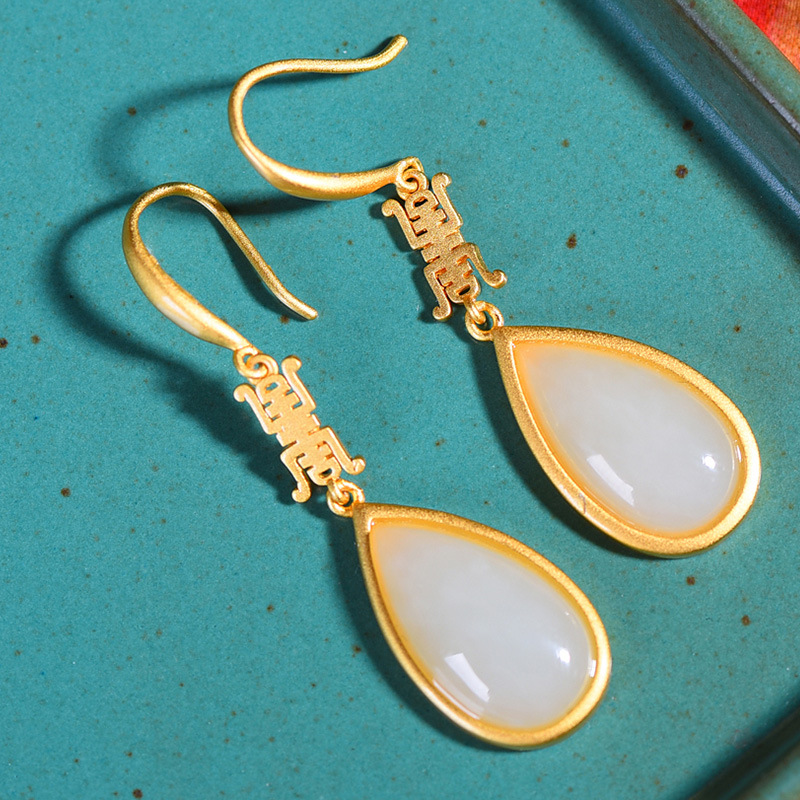 Bông Tai Mạ Bạc 925 Đính Đá Ngọc Bích Xinh Xắn Cho Nữ