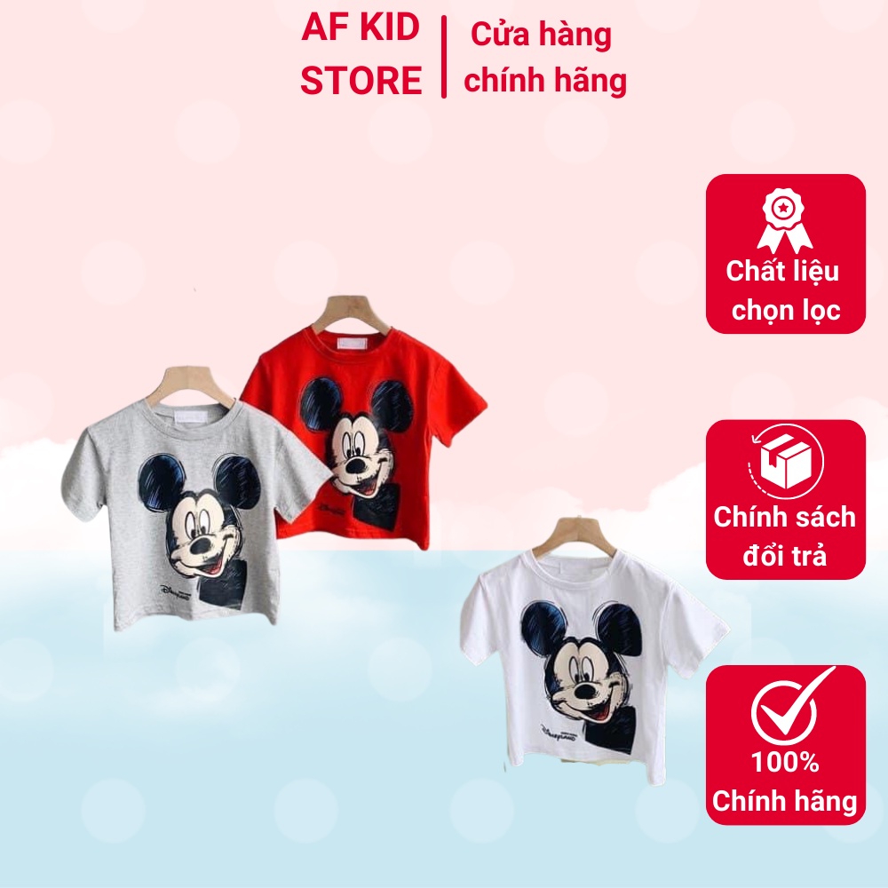 Áo phông cộc tay cho bé, áo cotton in hình chuột Mickey cho bé trai bé gái, quần áo trẻ em cao cấp MINKY MOM