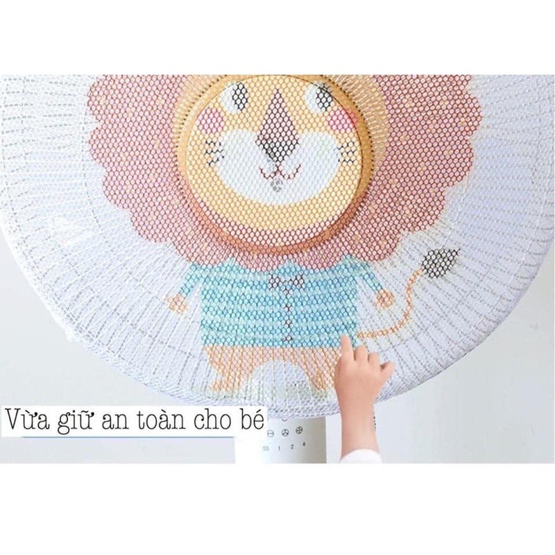 Lưới bọc quạt an toàn cho bé có dây dút cố định, mẫu hoạt hình dễ thương (giá bán 1 chiếc)