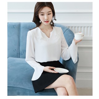 Áo sơ mi nữ công sở GIÁ SỈ kiểu tay dài loe cổ V