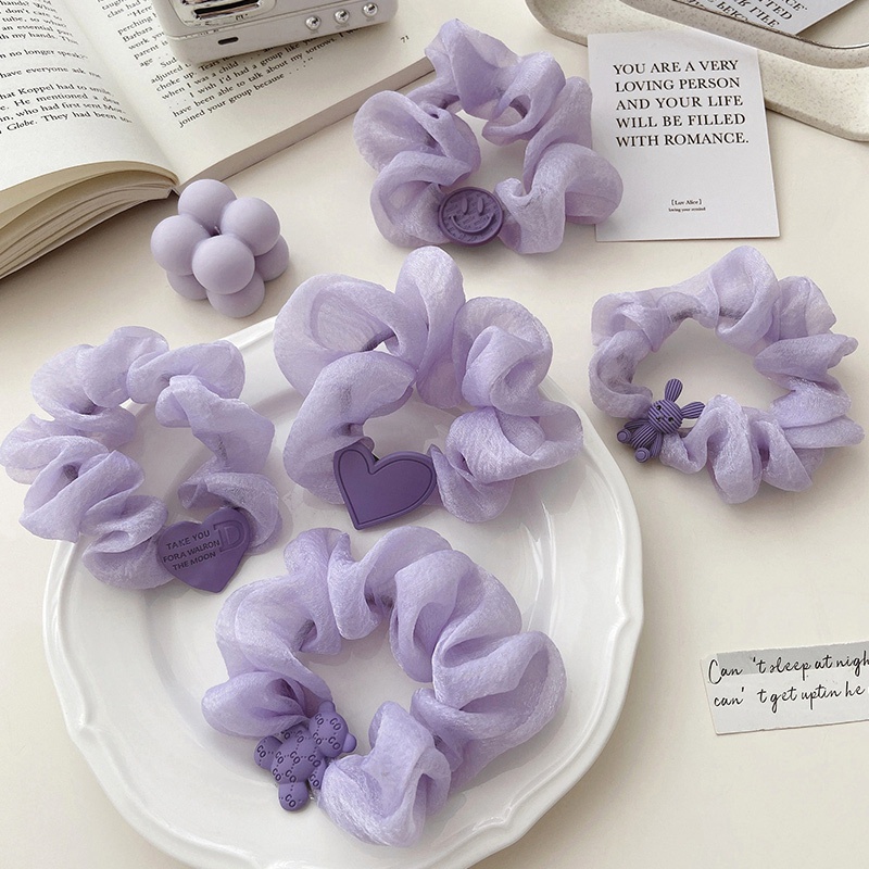 Dây Buộc Tóc Cao Su Co Giãn In Họa Tiết Gấu Xinh Xắn Thời Trang Hàn Quốc Cho Nữ