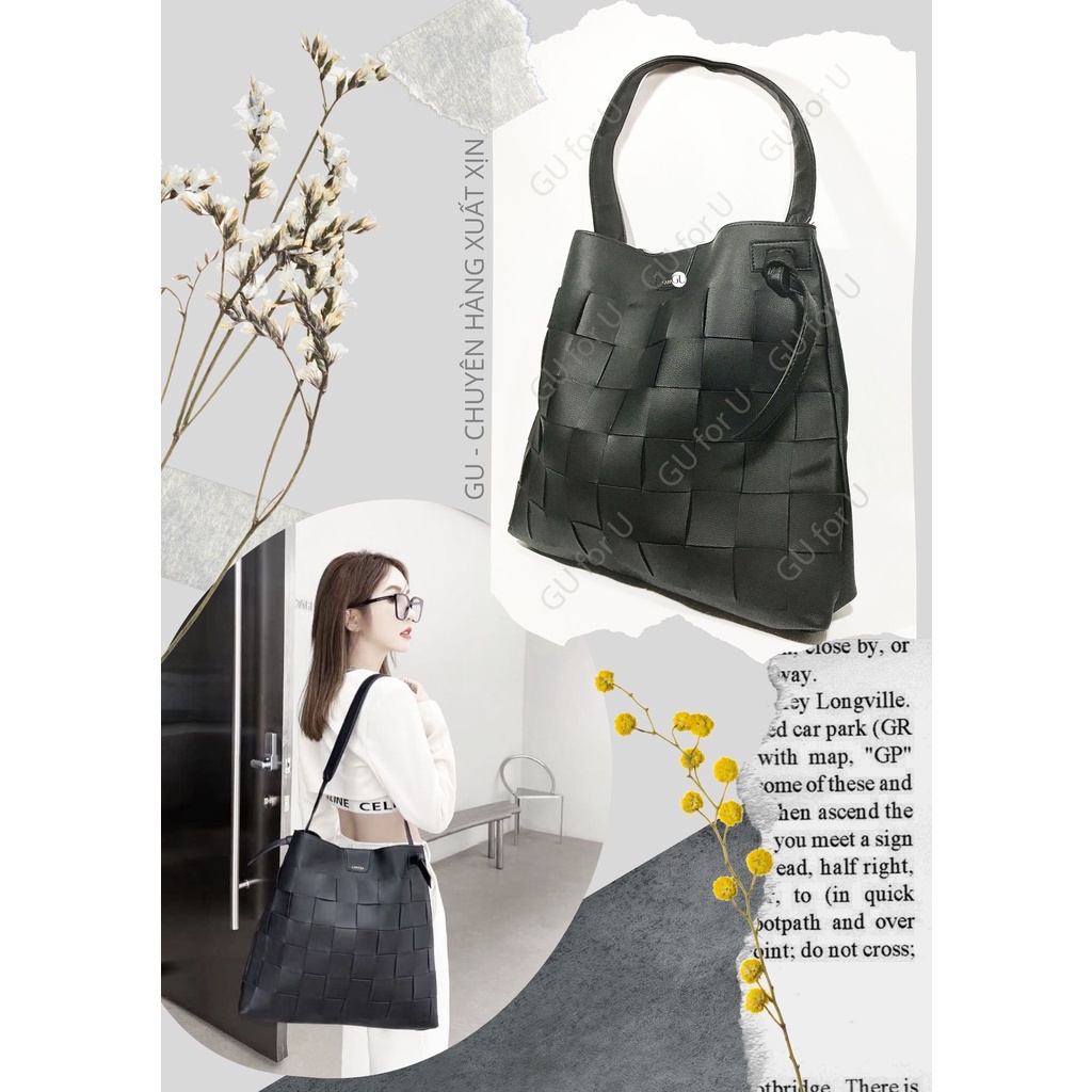 Túi xách nữ tote đen xuất xịn vừa A4 latop