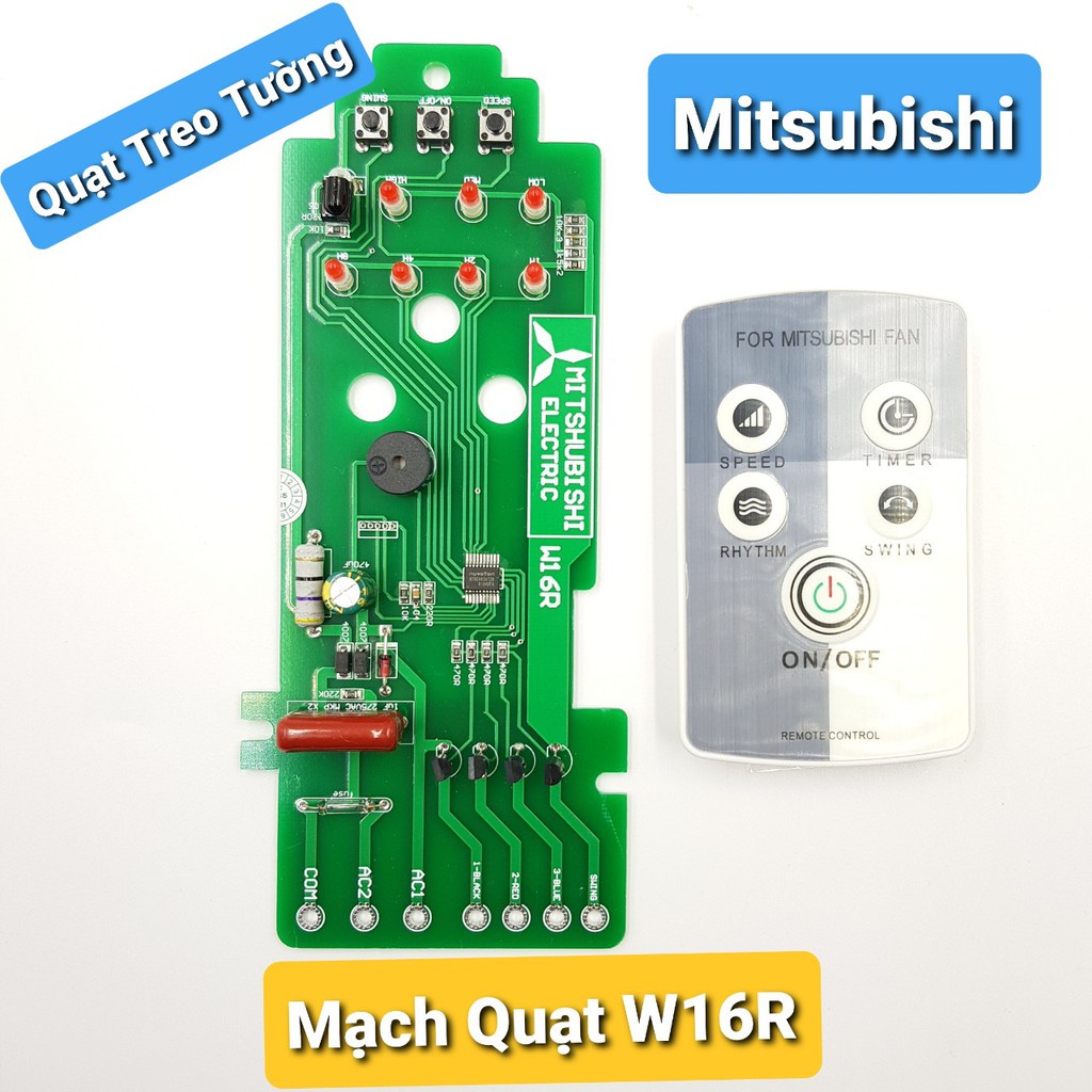 Bo Mạch Quạt Treo Tường MITSUBISHI W16-R W16RT Điều Khiển Từ Xa Nhận Khiển Zin