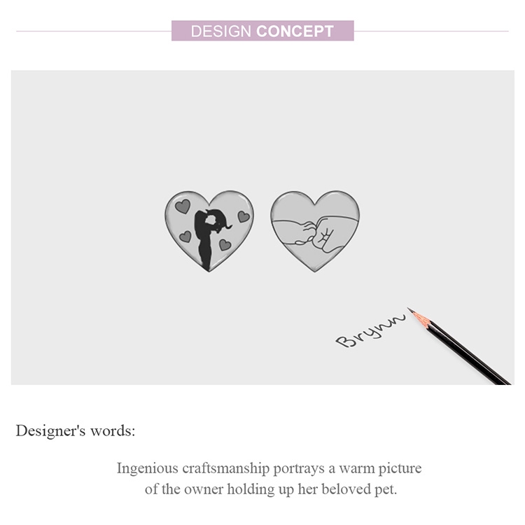 Hạt vòng tay Bamoer SCC1508 làm bằng bạc 925 hình trái tim DIY