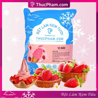 [FREESHIP❤️] Bột Làm Kem Tươi THUCPHAM.COM Vị Dâu 1kg - Công Thức Độc Quyền Hương Vị Mới, Không Gắt, Không Hắc