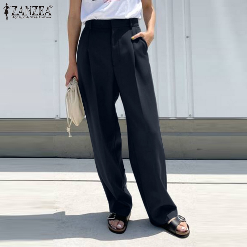Quần dài Zanzea lưng thun có túi phong cách retro cho nữ