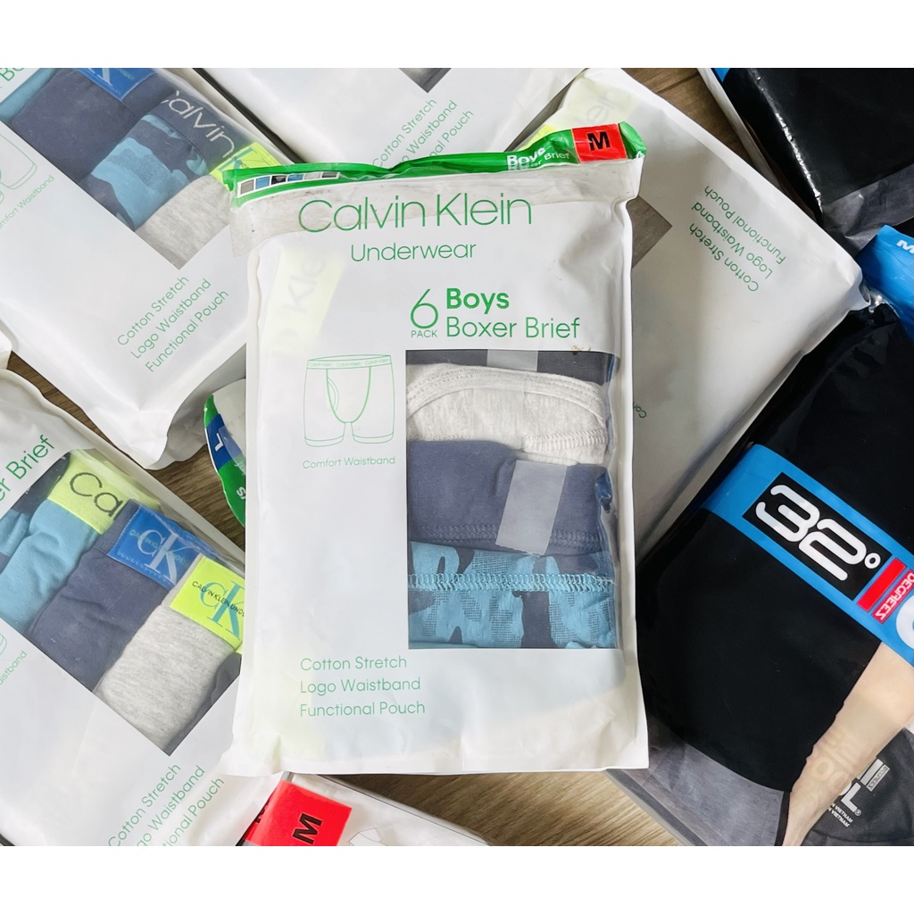 Set 6 quần chip CK dạng BOXER dành cho bé trai [ 3 Size cho mẹ lựa chọn ]