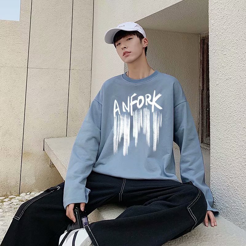 Áo thun AOKANG tay dài dáng rộng cổ tròn phong cách hip hop thời trang mùa xuân dành cho nam