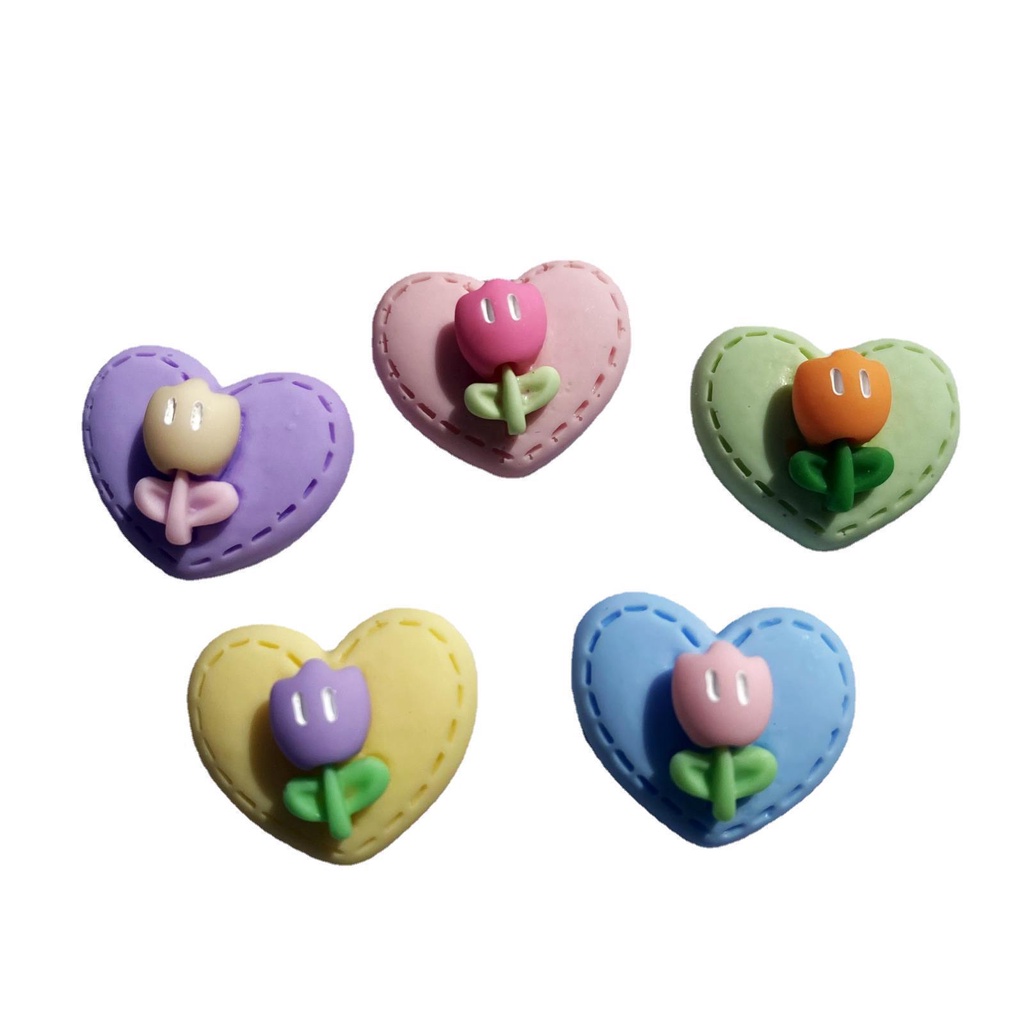 Phụ Kiện Trang Trí Hình Hoa Tulip Bằng Nhựa DIY Dành Cho Trang Trí Điện Thoại/ Giày Dép