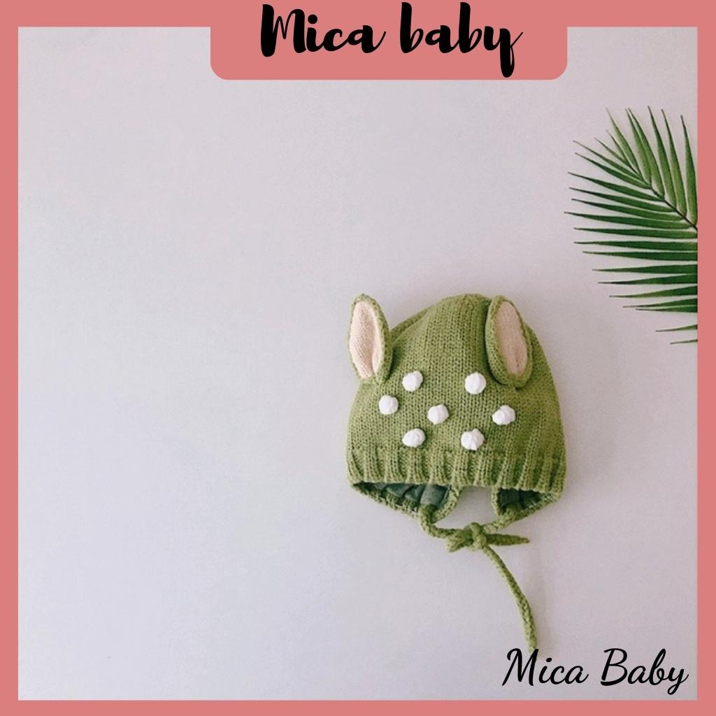 Mũ nón len dáng tai hươu nai đáng yêu cho bé từ 5m-2y Mica baby ML36