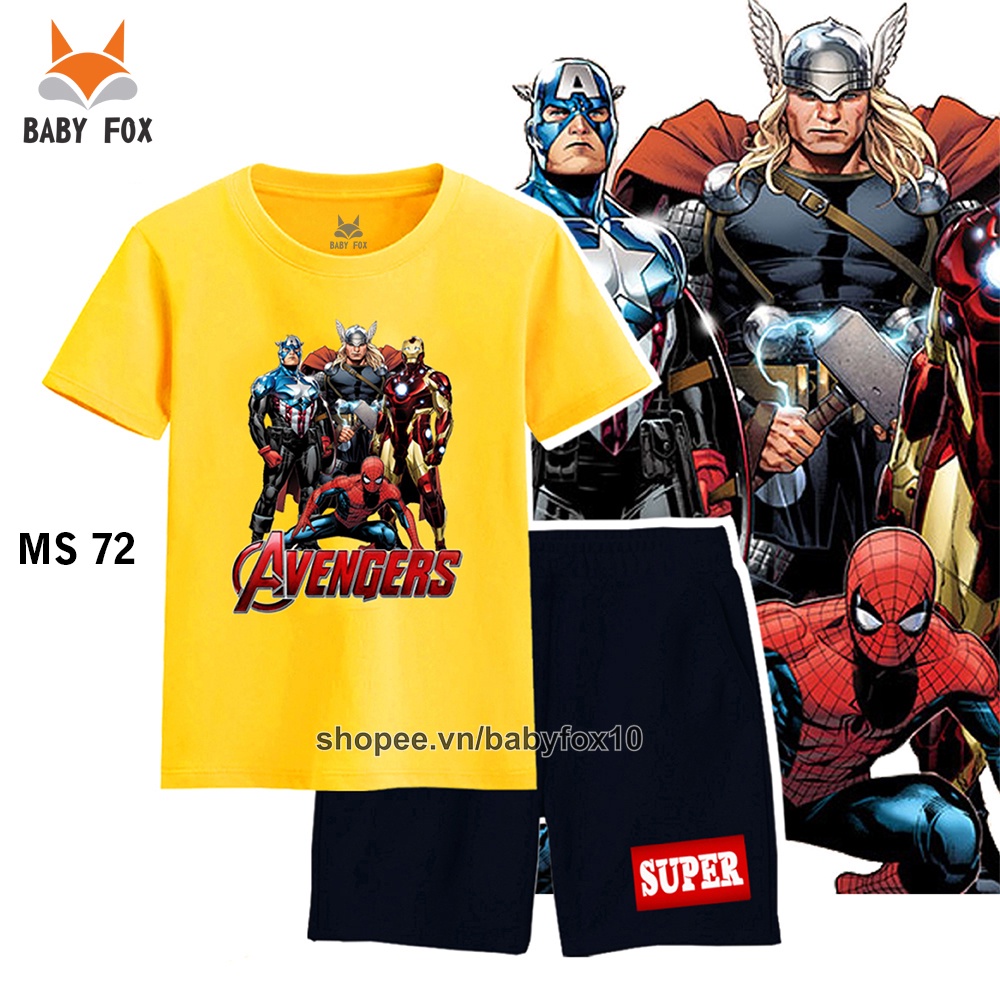 Bộ thun bé trai 100% cotton loại tốt, thương hiệu BABY FOX, hình siêu anh hùng, người sắt h