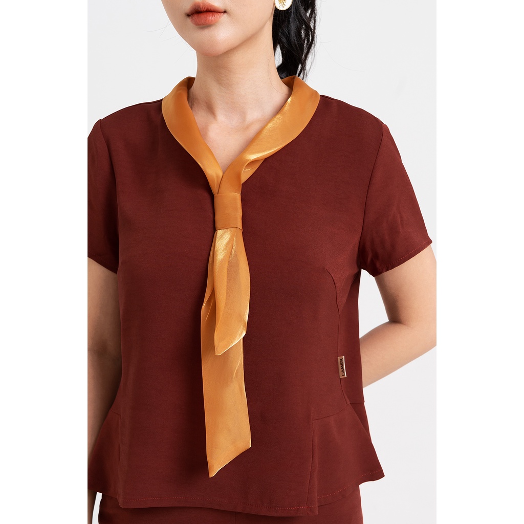 Áo LAMER Cổ Cà Vạt Gấu Xòe L61B22H054