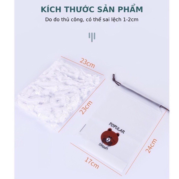 Màng bọc thực phẩm co giãn siêu dai có chun hình túi gấu set 100 chiếc