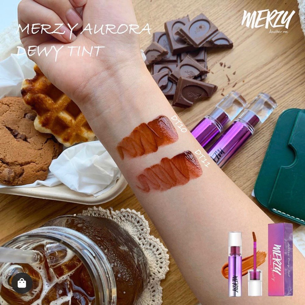 Hot New Full Màu - Son Tint Bóng Siêu Lì, Cho Đôi Môi Căng Mọng Merzy Aurora Dewy Tint 5.5g
