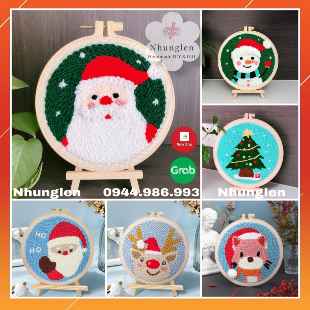 DIY Bộ Thêu Len Xù Chủ Đề Noel - Punch Needle Decor -  Qùa Tặng Handmade Ý Nghĩa
