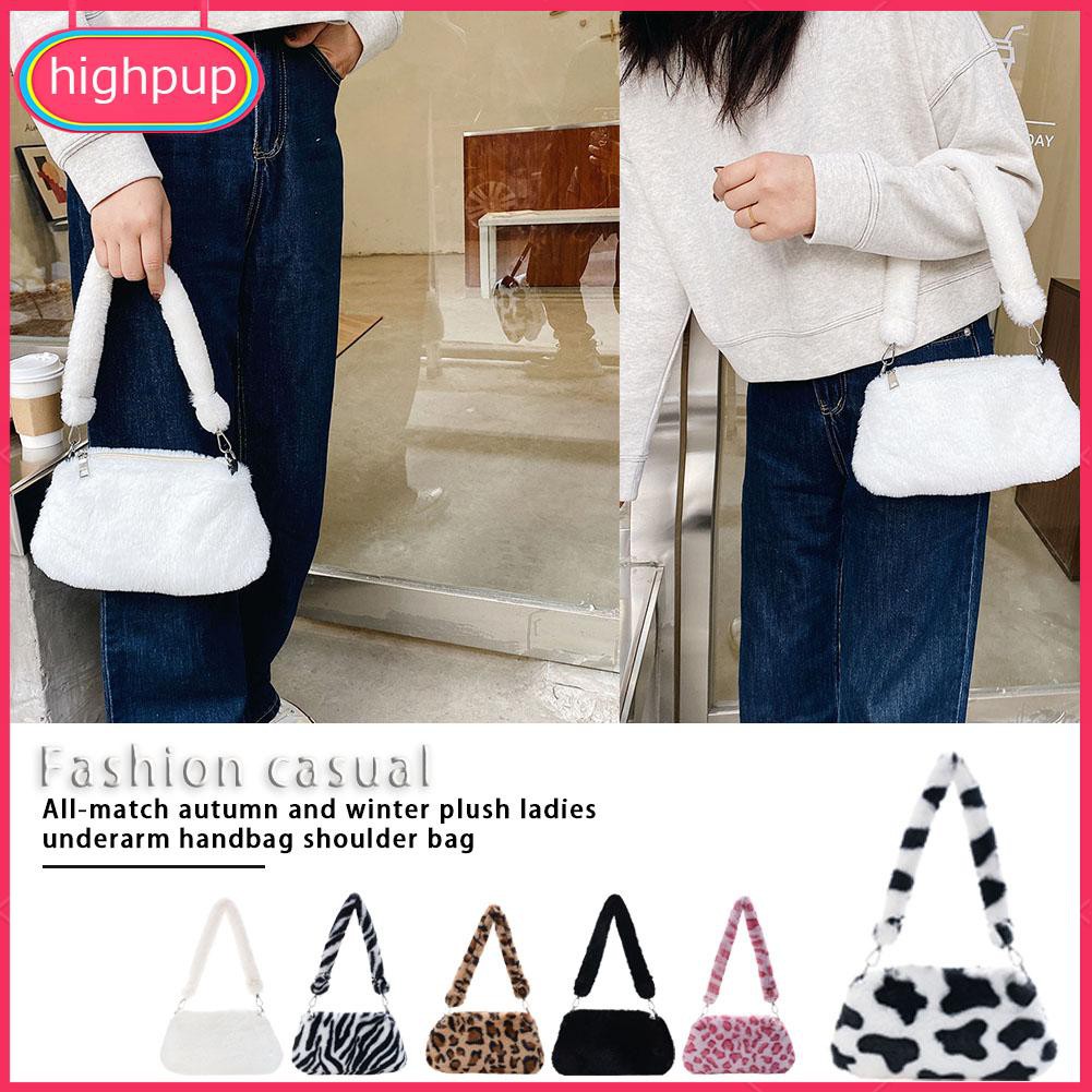 Túi đeo vai nhung lông họa tiết da động vật phong cách Retro | BigBuy360 - bigbuy360.vn