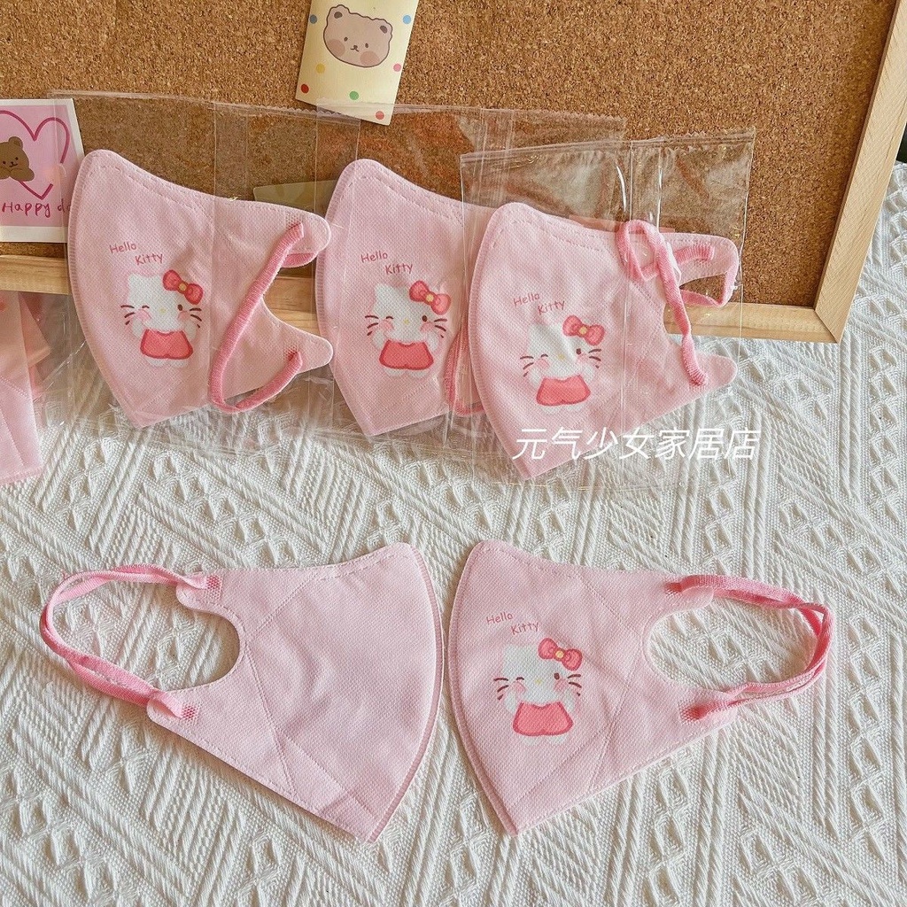 Bộ 10 / 30 / 50 Khẩu Trang In Hình Sanrio Hello Kitty 3 Lớp Bảo Vệ Cho Nam Nữ