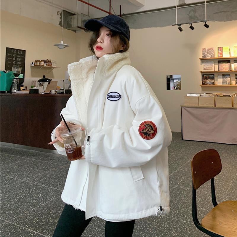 (sẵn hàng)Áo khoác thu đông lót lông dày ấm mặc được 2 mặt phong cách hàn quốc hàng L1