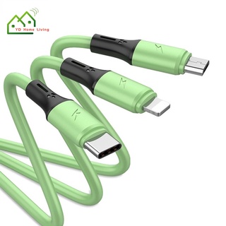 Cáp sạc nhanh usb type-c bằng silicon 3 trong 1 cho apple android