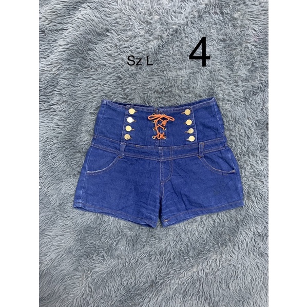 Short jean nữ lưng cao cài nút