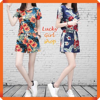 [BIG SIZE ĐẾN 80KG] Set Bộ Nữ Quần Short Vải Thun Hoa Phong Cách Hàn Quốc Size Từ 57-80Kg - Lucky Girl shop NHA TRANG