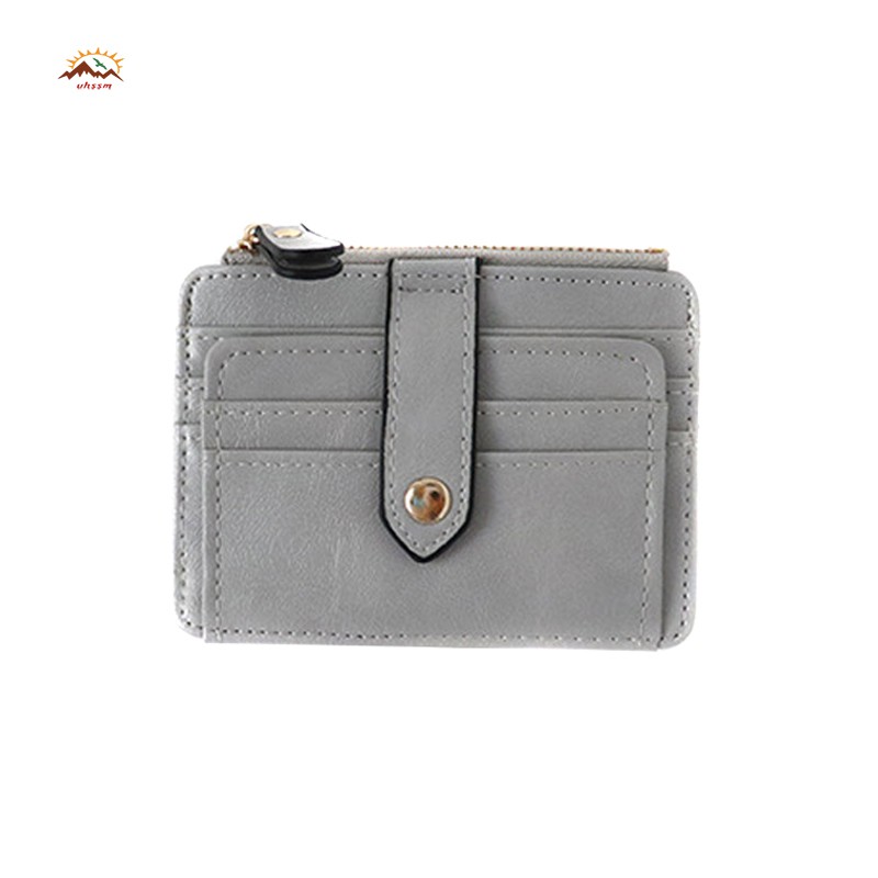 Ví da PU ngắn phối khóa kéo thời trang cho nữ