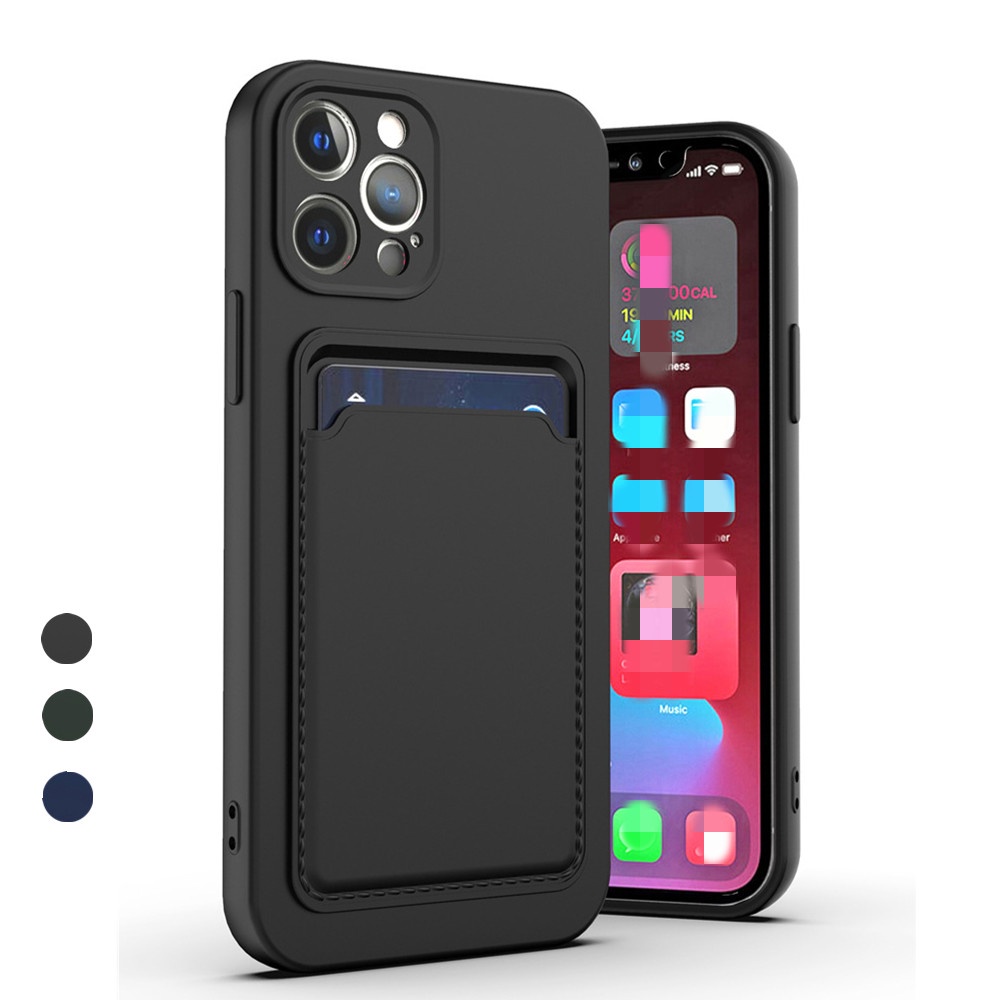 Ốp Điện Thoại Silicon Màu Trơn Có Ví Đựng Thẻ Cho iPhone 13 pro 12 pro max xs max 11 pro max xr x/xs 7 8 plus
