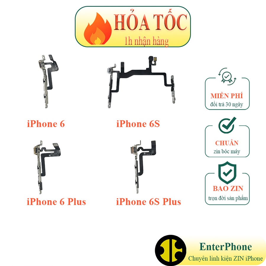 Sản phẩm cáp tăng giảm âm lượng, gạt rung iP 6, 6 Plus, 6S Plus ZIN BÓC MÁY.