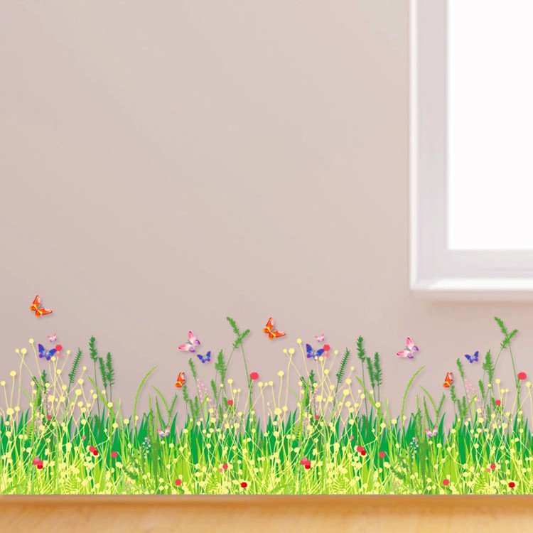 Decal dán tường Decal dán kính Chân tường hoa cỏ AY7151