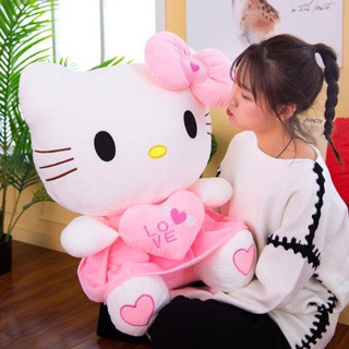 [Ảnh thật] Gấu bông mèo Hello Kitty váy hồng cực xinh - Bông cao cấp mềm mịn -  Kích thước 40-55cm