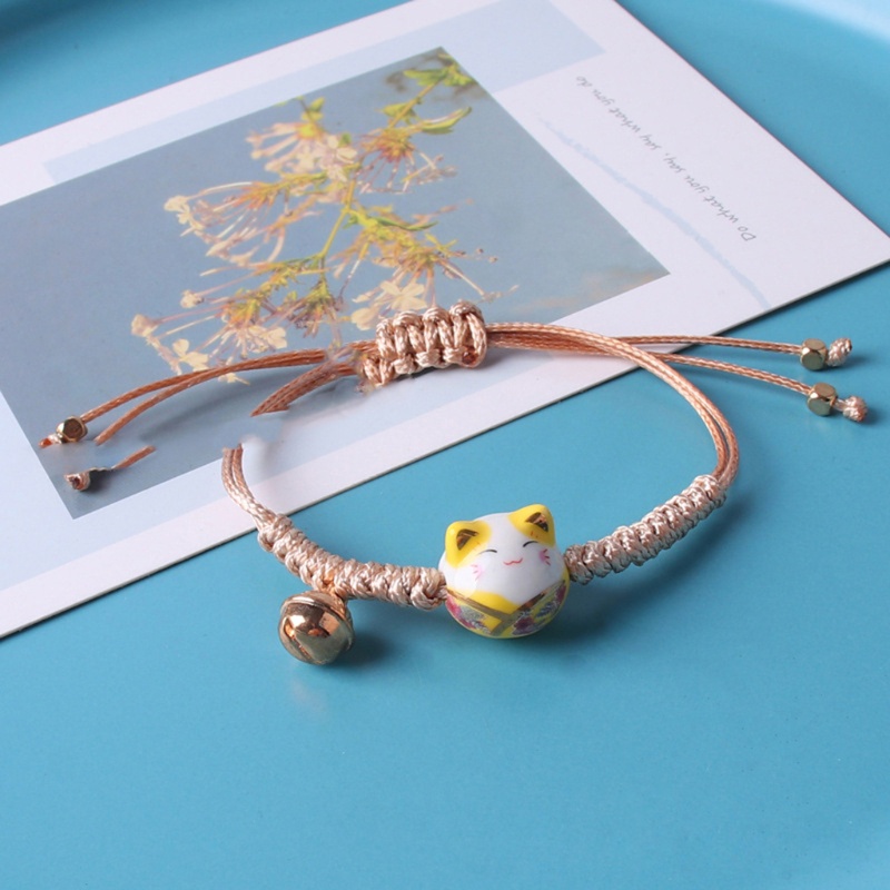 Vòng Tay Mặt Hình Mèo May Mắn Bằng Sứ Đỏ May Mắn Cho Tuổi Teen