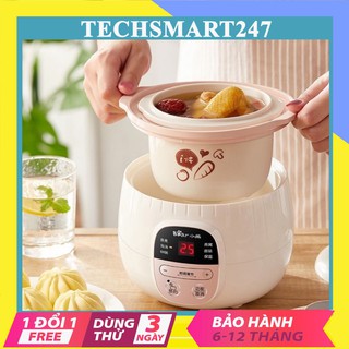 Sẵn - Nồi hầm đa năng 2in1 kèm lồng hấp, nồi nấu cháo chậm, nồi ninh hầm cách thủy bear DDZ-B08C01