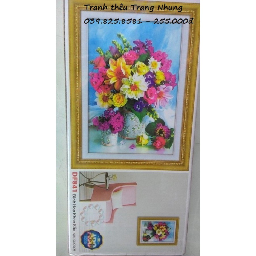 Tranh gắn đá Bình hoa khoe sắc Df841 50x70cm