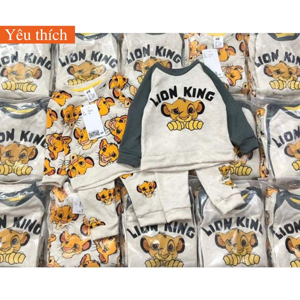 Đồ bộ bé trai, set 2 bộ nỉ cho bé HM Lion chất nỉ da cá mềm cho bé đi học đi chơi